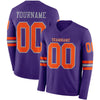 Custom Hockey Jersey – Triple Stripes Purple Orange Gray Long Sleeve – front and back view