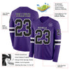 Custom Hockey Jersey – Triple Stripes Purple Black White Long Sleeve – product details
