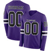 Custom Hockey Jersey – Triple Stripes Purple Black White Long Sleeve – front and back view
