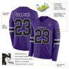 Custom Hockey Jersey – Triple Stripes Purple Black Gray Long Sleeve – product details