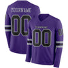 Custom Hockey Jersey – Triple Stripes Purple Black Gray Long Sleeve – front and back view
