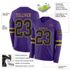 Custom Hockey Jersey – Triple Stripes Purple Black Old Gold Long Sleeve – product details