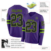 Custom Hockey Jersey – Triple Stripes Purple Black Neon Green Long Sleeve – product details