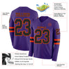 Custom Hockey Jersey – Triple Stripes Purple Black Orange Long Sleeve – product details
