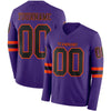 Custom Hockey Jersey – Triple Stripes Purple Black Orange Long Sleeve – front and back view