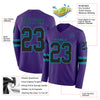 Custom Hockey Jersey – Triple Stripes Purple Black Teal Long Sleeve – product details