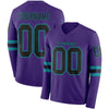 Custom Hockey Jersey – Triple Stripes Purple Black Teal Long Sleeve – front and back view