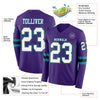 Custom Hockey Jersey – Triple Stripes Purple White Black Teal Long Sleeve – product details