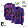 Custom Hockey Jersey – Triple Stripes Purple Black Pink Long Sleeve – product details