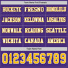 Custom Hockey Jersey – Triple Stripes Purple Gold White Long Sleeve – personalization font options