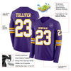 Custom Hockey Jersey – Triple Stripes Purple White Gold Long Sleeve – product details