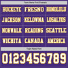 Custom Hockey Jersey – Triple Stripes Purple White Gold Long Sleeve – personalization font options