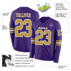 Custom Hockey Jersey – Triple Stripes Purple Old Gold White Long Sleeve – product details