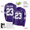 Custom Hockey Jersey – Triple Stripes Purple White Gray Long Sleeve – product details