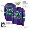 Custom Hockey Jersey – Triple Stripes Purple Kelly Green White Long Sleeve – product details