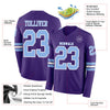 Custom Hockey Jersey – Triple Stripes Purple Light Blue White Long Sleeve – product details