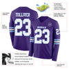 Custom Hockey Jersey – Triple Stripes Purple White Light Blue Long Sleeve – product details