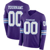 Custom Hockey Jersey – Triple Stripes Purple White Light Blue Long Sleeve – front and back view