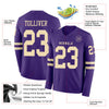 Custom Hockey Jersey – Triple Stripes Purple Cream Long Sleeve – product details