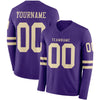Custom Hockey Jersey – Triple Stripes Purple Cream Long Sleeve – front and back view
