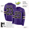 Custom Hockey Jersey – Triple Stripes Purple Black Cream Long Sleeve – product details