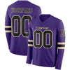 Custom Hockey Jersey – Triple Stripes Purple Black Cream Long Sleeve – front and back view