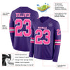 Custom Hockey Jersey – Triple Stripes Purple Pink White Long Sleeve – product details