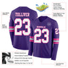 Custom Hockey Jersey – Triple Stripes Purple White Pink Long Sleeve – product details