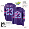 Custom Hockey Jersey – Triple Stripes Purple Light Blue Pink Long Sleeve – product details