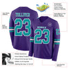Custom Hockey Jersey – Triple Stripes Purple Teal White Long Sleeve – product details