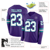 Custom Hockey Jersey – Triple Stripes Purple White Teal Long Sleeve – product details