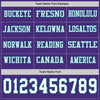 Custom Hockey Jersey – Triple Stripes Purple White Teal Long Sleeve – personalization font options