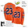 Custom Hockey Jersey – Triple Stripes Orange Navy White Long Sleeve – product details