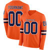 Custom Hockey Jersey – Triple Stripes Orange Navy White Long Sleeve – front and back view