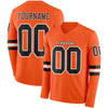 Custom Hockey Jersey – Triple Stripes Orange Black White Long Sleeve – front and back view