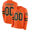 Custom Hockey Jersey – Triple Stripes Orange Black Cream Old Gold Long Sleeve – front and back view