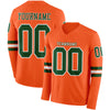 Custom Hockey Jersey – Triple Stripes Orange Green White Long Sleeve – front and back view