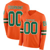 Custom Hockey Jersey – Triple Stripes Orange Kelly Green White Long Sleeve – front and back view