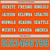 Custom Hockey Jersey – Triple Stripes Orange Teal White Long Sleeve – personalization font options
