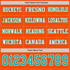 Custom Hockey Jersey – Triple Stripes Orange Aqua White Long Sleeve – personalization font options