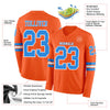 Custom Hockey Jersey – Triple Stripes Orange Powder Blue White Long Sleeve – product details
