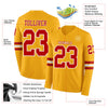 Custom Hockey Jersey – Triple Stripes Gold Red White Long Sleeve – product details