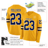 Custom Hockey Jersey – Triple Stripes Gold Navy White Long Sleeve – product details