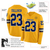 Custom Hockey Jersey – Triple Stripes Gold Navy Light Blue Long Sleeve – product details