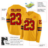 Custom Hockey Jersey – Triple Stripes Gold Red Navy Long Sleeve – product details