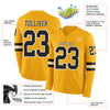 Custom Hockey Jersey – Triple Stripes Gold Black White Long Sleeve – product details