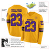 Custom Hockey Jersey – Triple Stripes Gold Purple Black Long Sleeve – product details