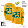 Custom Hockey Jersey – Triple Stripes Gold Kelly Green White Long Sleeve – product details