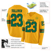 Custom Hockey Jersey – Triple Stripes Gold Kelly Green Black Long Sleeve – product details