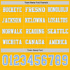 Custom Hockey Jersey – Triple Stripes Gold Light Blue White Long Sleeve – personalization font options